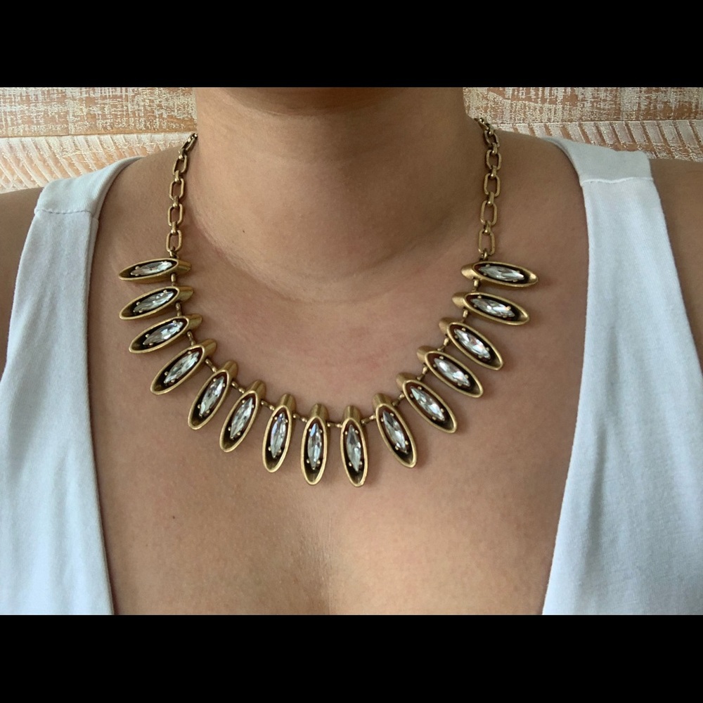 J Crew Gold Crystal Statement Necklace